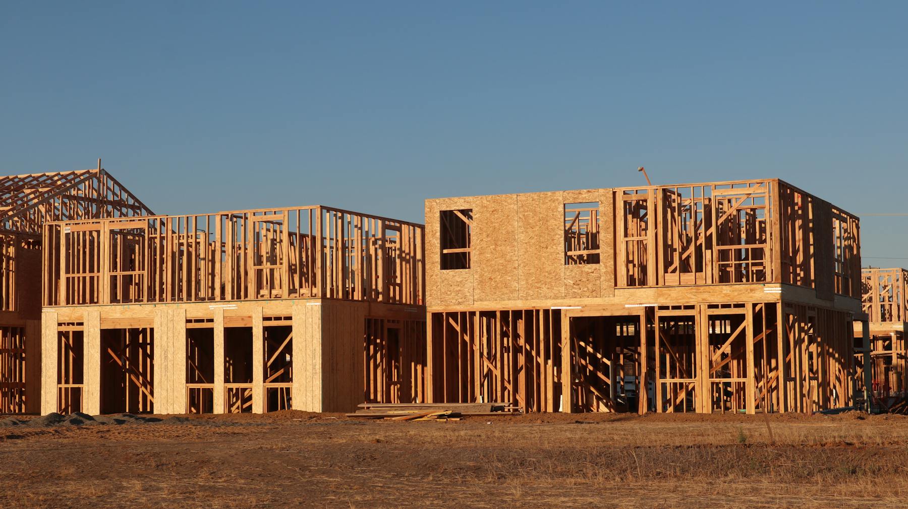 Exterior framing on a small residential construction project
